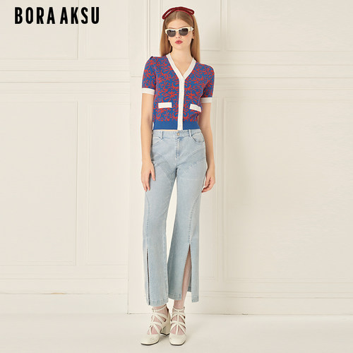 BORAAKSUV领短袖针织开衫