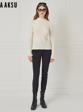 BORAAKSU2024秋新款中高领简约净色修身羊绒内搭套头衫B1EGW01200