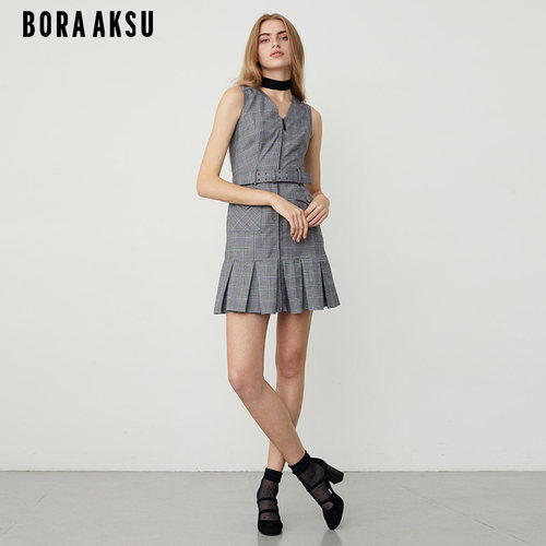 boraaksu2021夏季新款拼色格工装