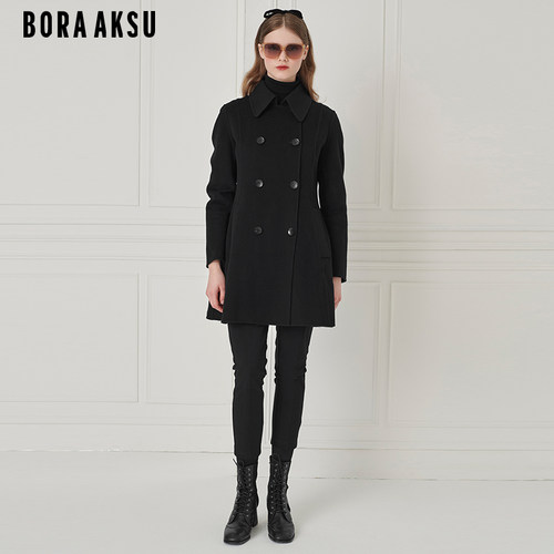 BORAAKSU收腰羊毛呢长外套