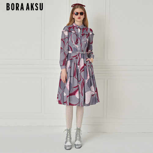 BORAAKSU泡泡袖印花连衣裙