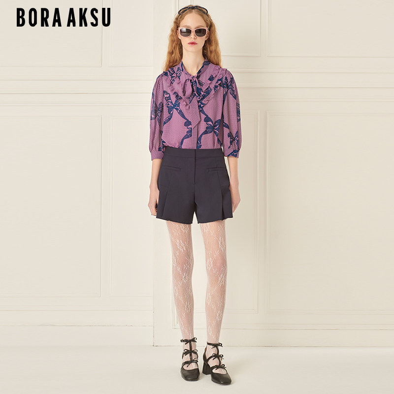 BORAAKSU蝴蝶结波点印花衬衫上衣