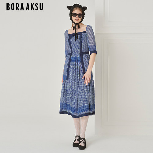 BORAAKSU泡泡袖波点印花连衣裙