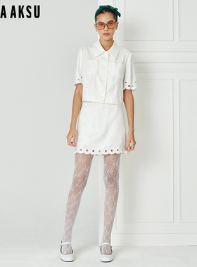 BORAAKSU2023夏季新品天然亚麻镂空刺绣装饰短款外套B1DCW42110