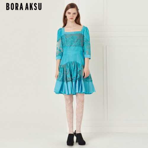 BORAAKSU法式泡泡袖蕾丝礼服裙