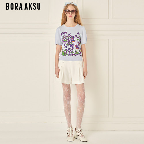 BORAAKSU提花短袖针织套头衫
