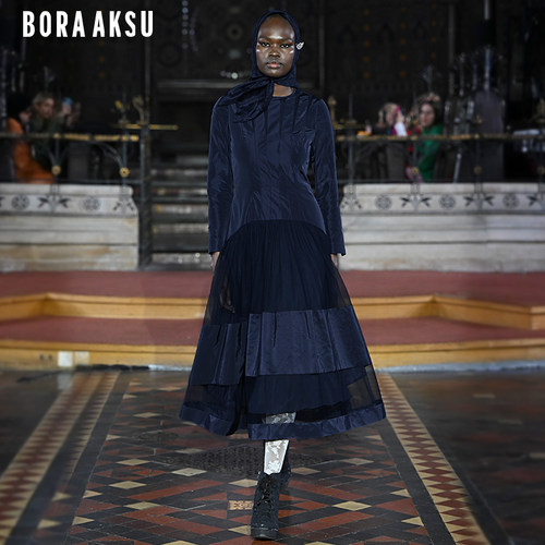 BORAAKSU塔夫绸网纱褶裥礼服裙