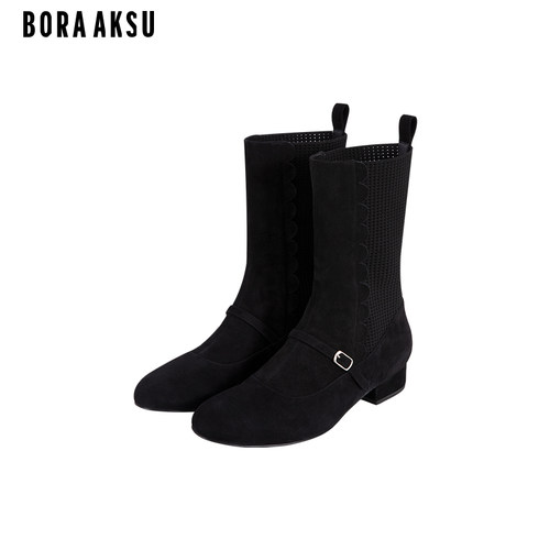 BORAAKSU低跟尖头百搭女靴袜靴