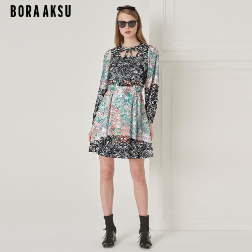 BORAAKSU蕾丝印花连衣裙