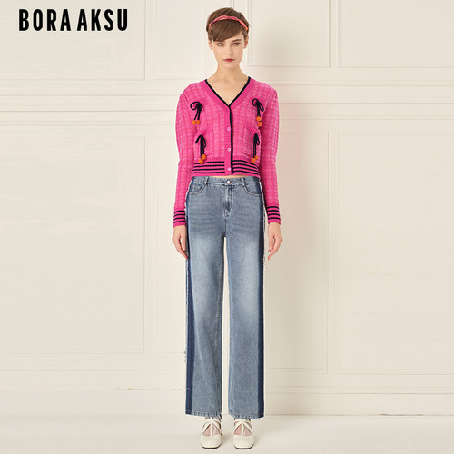 BORAAKSU撞色边针织开衫