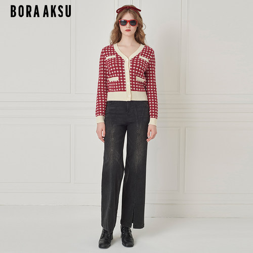 BORAAKSU格纹针织提花开衫