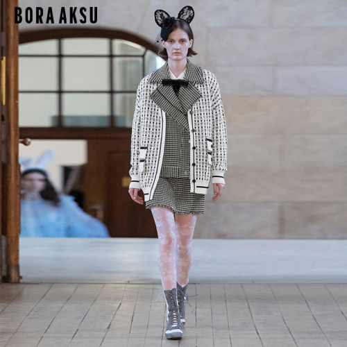 BORAAKSU黑白格子针织开衫