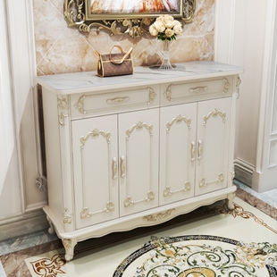 欧式鞋柜岩板家用门口大容量实木多层鞋柜客厅玄关现代简约收纳柜