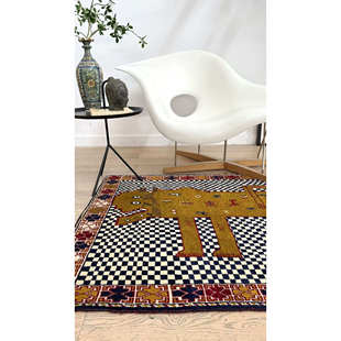 WOVENTALES天织中东进口手工羊毛Shiraz波斯民族狮子地毯152x110