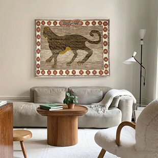 WOVENTALES天织中东进口手工羊毛波斯Qashqai狮子地毯挂毯142x97