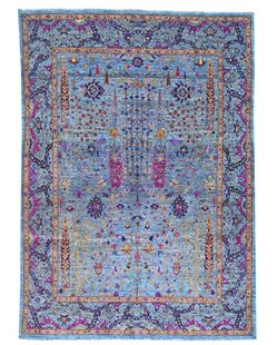 WOVENTALES天织中东进口手工羊毛加丝Cypress trees地毯366x274