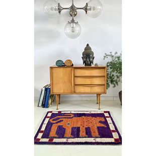 WOVENTALES天织中东进口手工羊毛Shiraz波斯民族狮子地毯88x61