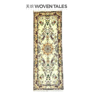 进口手工羊毛加丝波斯Tabriz地毯211x77cm WOVENTALES天织中东原装