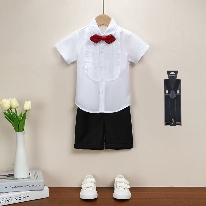 夏季儿童西装套装男童衬衫男孩演出服小主持人表演服装花童婚礼服