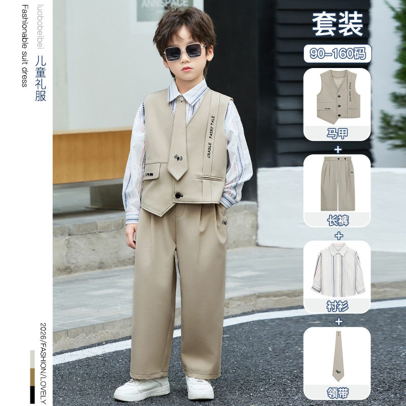 儿童西装套装春装新款宝宝周岁生日花童礼服男童钢琴主持人演出服