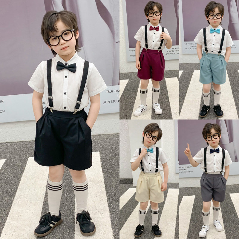 男童西装套装儿童小主持人表演服男孩六一演出服装花童婚礼服夏季