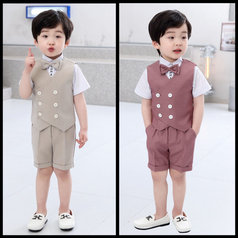 儿童礼服周岁男宝宝婚礼花童小童西服男童小西装套装英伦生日西装