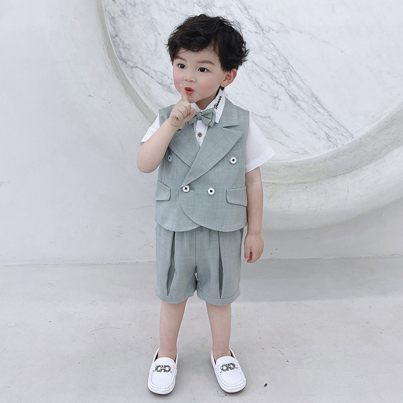 儿童马甲套装男童秋冬英伦中小童演出男童西装主持人婚礼花童礼服