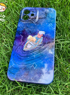 星空小船适用vivo手机壳x90 x80 x70 x60 x50 x30 x27 x90pro蓝色夜空小众童趣插画男女减压图案全包镜头硬壳