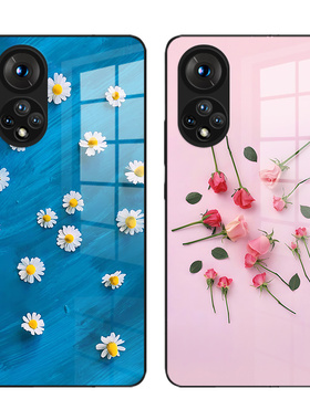蓝色小雏菊适用华为nova12 11 10 9 8 7 6 5 5i 4 nova10pro手机壳粉色玫瑰个性复古风文艺女式玻璃保护壳se