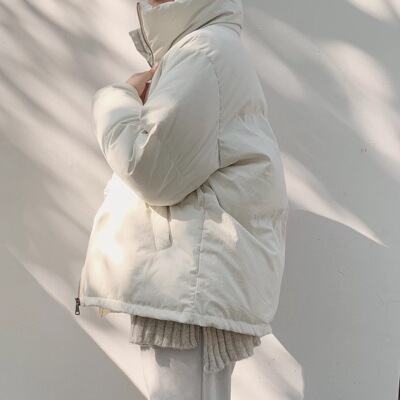 简约纯色立领防风保暖棉服