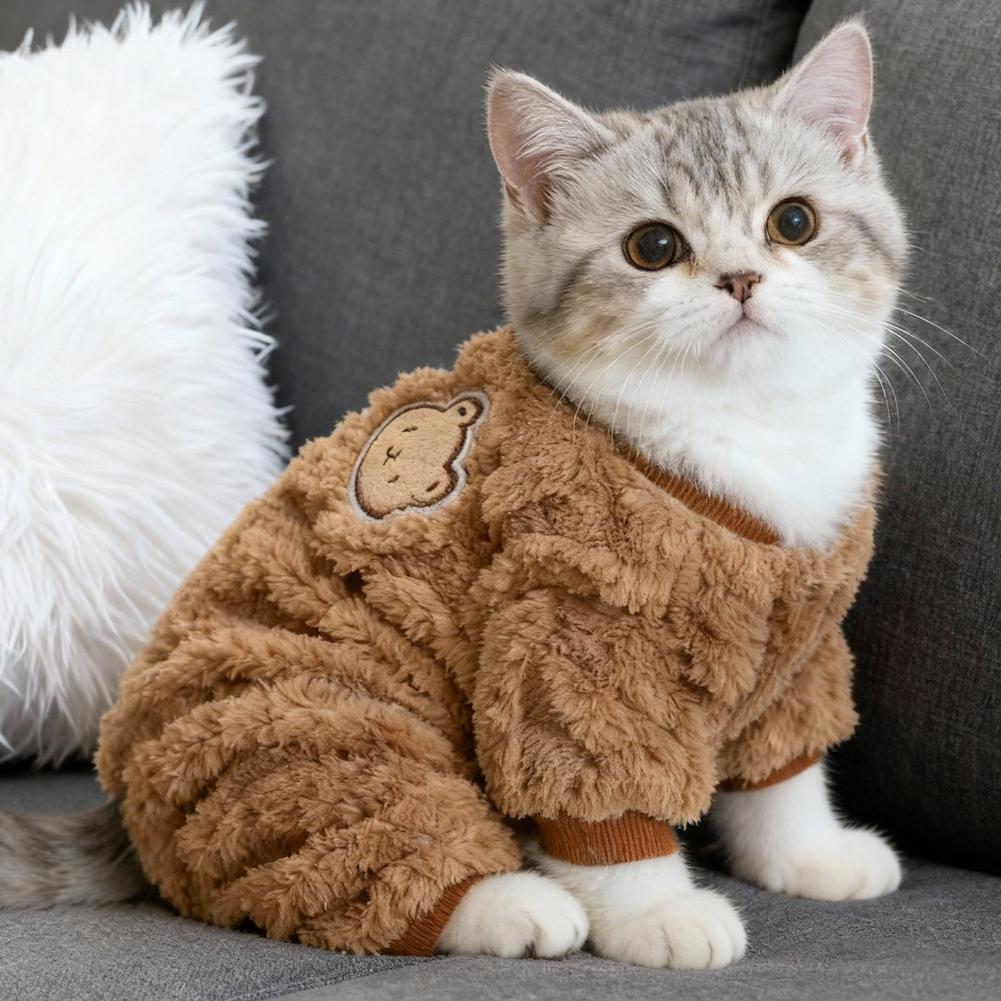 猫咪衣服冬季加厚保暖麻花四腿衣