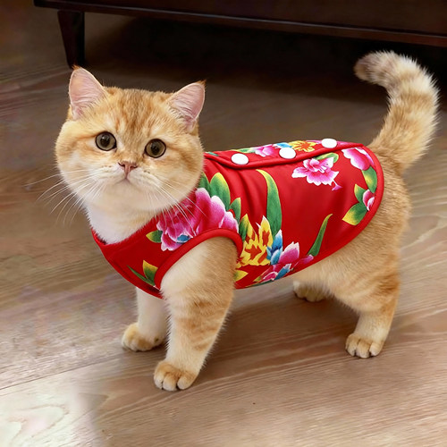 猫咪中国风大花开衫秋冬加绒加厚