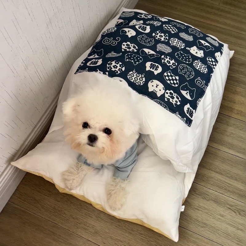 狗窝半封闭安全感冬季保暖睡觉用比熊泰迪床垫狗狗睡袋猫咪被窝