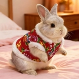 Кролик, демисезонный флисовый удерживающий тепло милый праздничнный пуховик