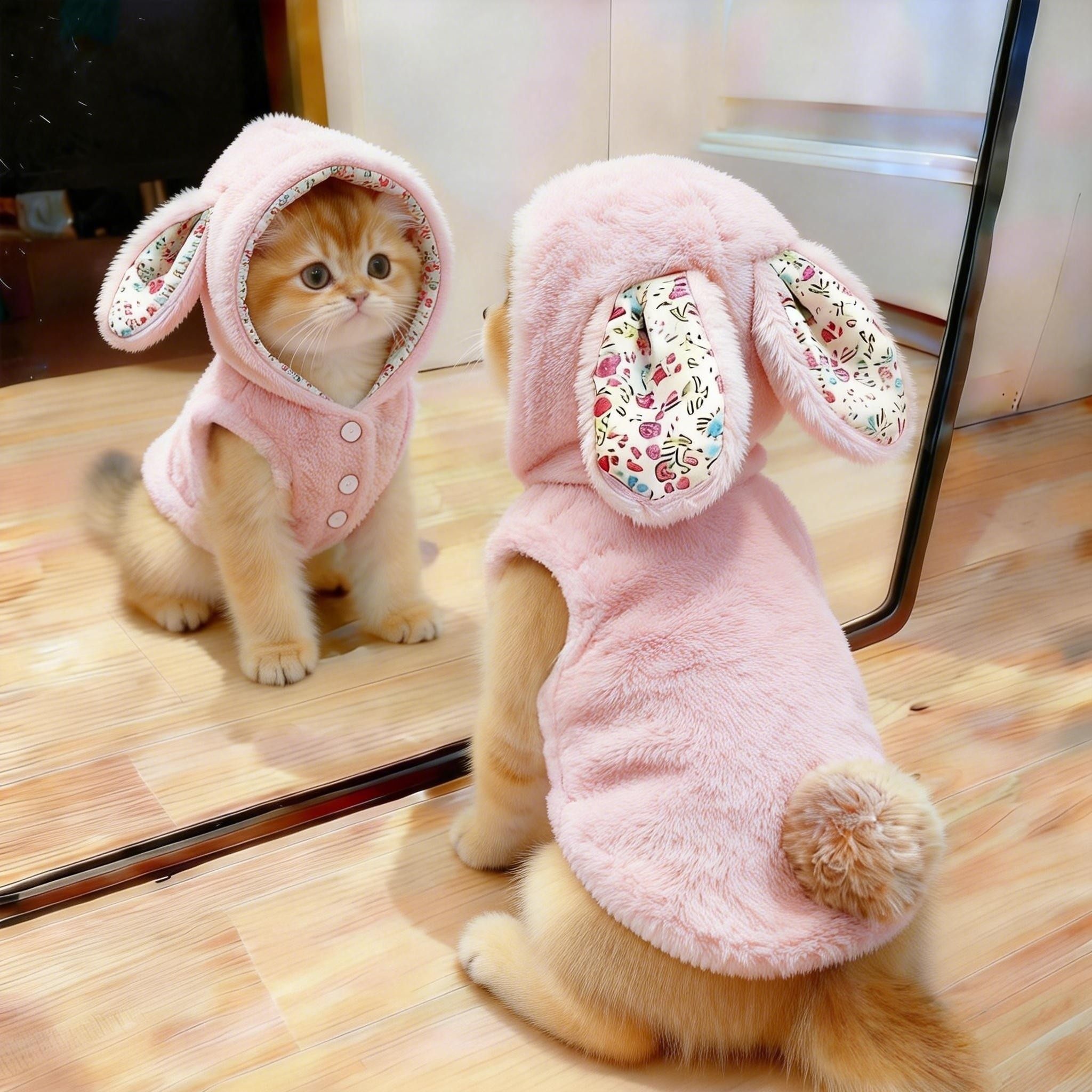 猫咪衣服冬季加绒保暖碎花小兔子连帽棉衣英短金渐层宠物狗狗卫衣,宠物/宠物食品及用品,猫宠物服装/雨衣（新）,淘宝优惠券,粉丝福利购,淘宝优惠卷