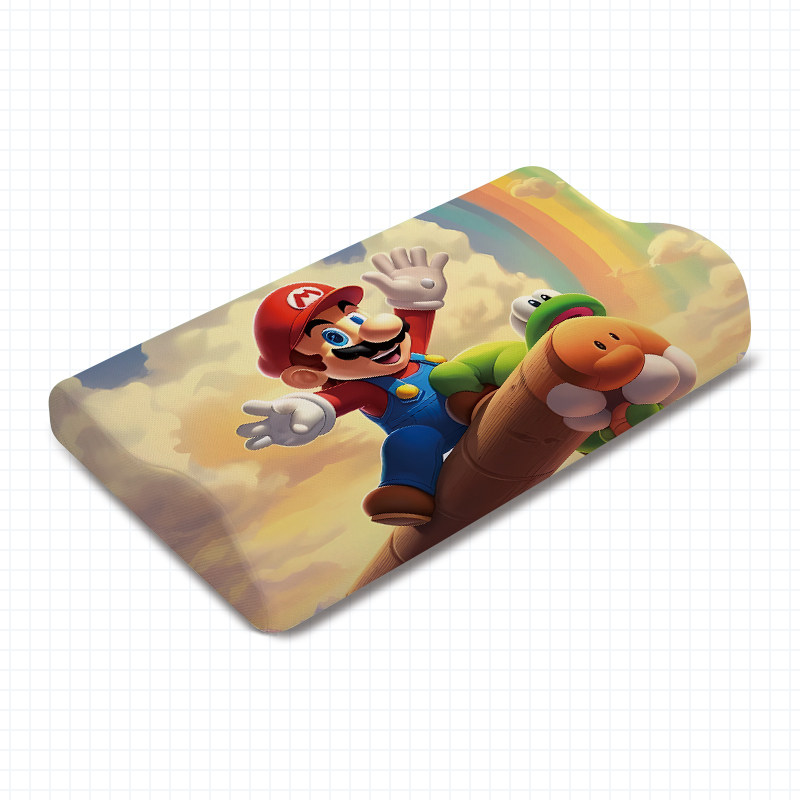 定做儿童卡通玛利欧记忆棉枕头单人枕芯学生高低枕护颈枕波浪靠枕