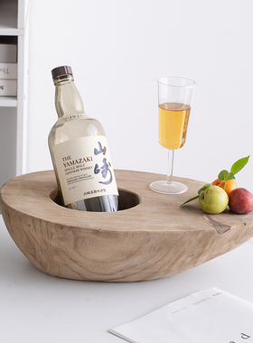 创意木质红酒架子啤酒架托置物收纳盒客厅民宿酒店高级感摆件