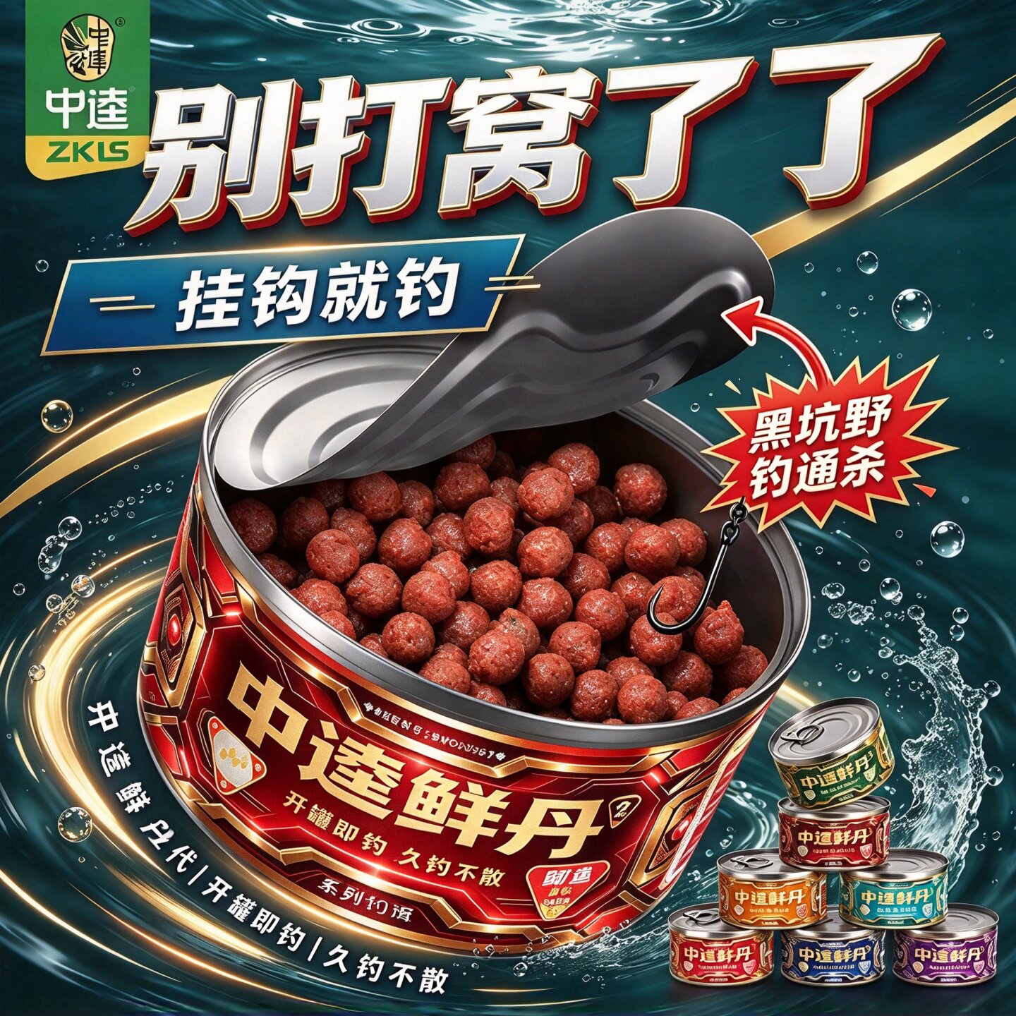 中逵鲜丹二代路滑鲫鱼饵料冬季野钓逗钓台钓草鱼饵黑坑鲤青鱼挂钩