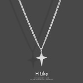 星星暗黑潮酷网红项链吊坠钛钢不掉色毛衣链情侣短款 嘻哈简约男女