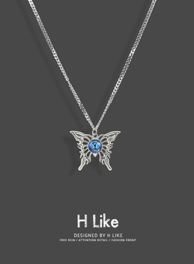 蝴蝶蓝宝石钛钢轻奢锁骨链女款新