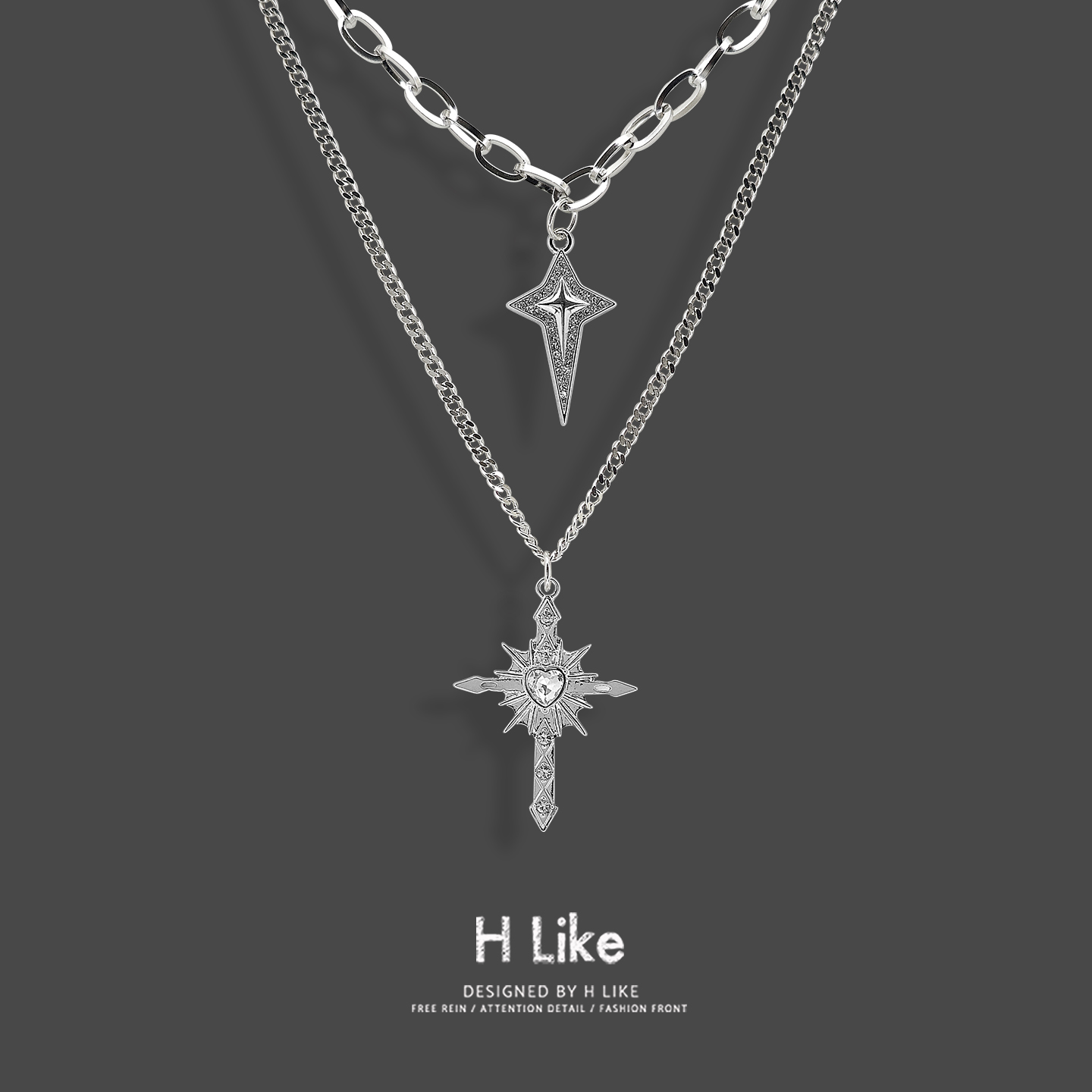 水钻十字架项链吊坠饰品毛衣链