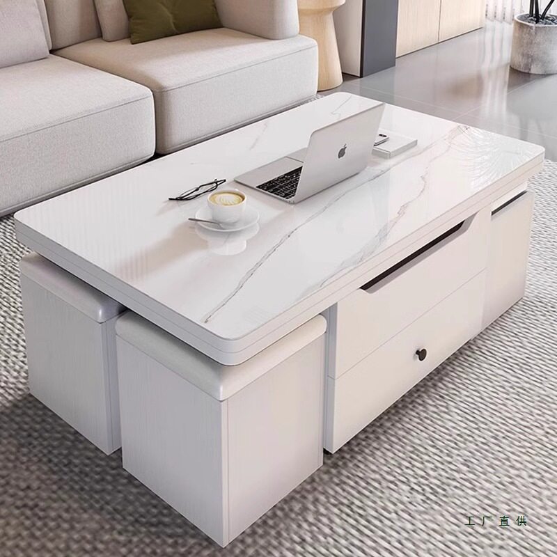 多功能小户型可储物带凳子茶几餐桌两用升降折叠伸缩创意客厅家用