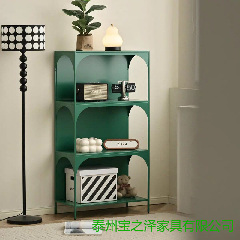 时尚铁艺书架一体靠墙落地书柜儿童置物架钢制小矮柜办公室储存柜