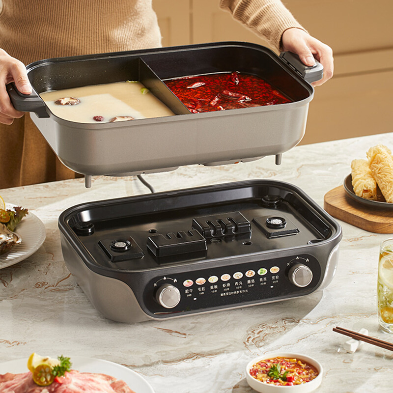 摩动电火锅多功能电煮锅火锅专用锅分体设计分离式一锅多用家用