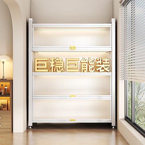 家用钢制书柜带门儿童防尘书架展示柜多层落地铁艺置物柜收纳柜子