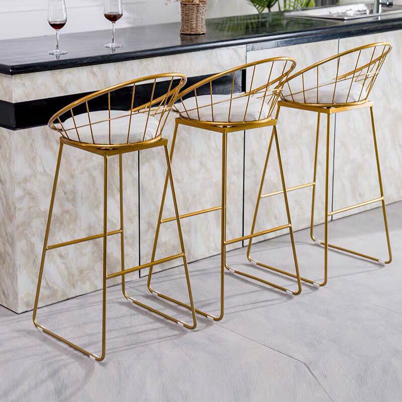 网红铁艺椅子家用高脚凳凳子时尚高脚椅金属靠背椅北欧简约吧台椅