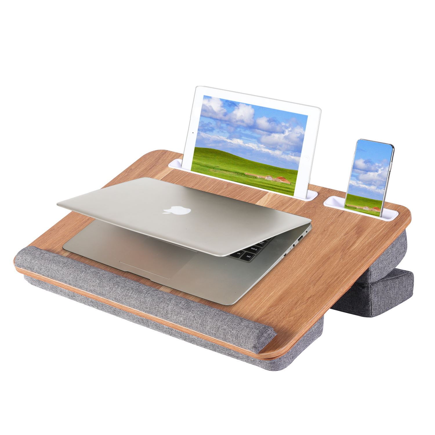 实木膝上桌多功能笔记本电脑桌可调节床上桌lap desk笔记本支架