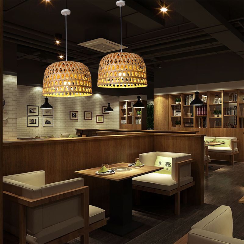 东南亚吊灯客厅灯饰卧室餐厅吊灯田园竹编吊灯现代简约竹编吊灯