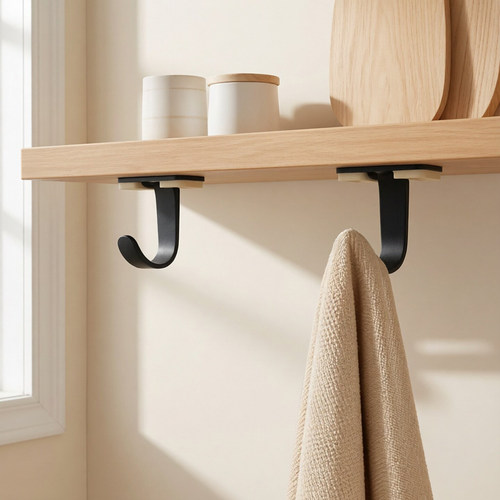 浴室顶装加厚不锈钢黑色单钩