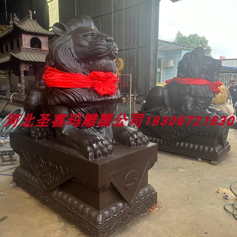 定制纯铜宫门狮汇丰中华狮纯铜看门狮爬狮站狮北京狮公司门口雕塑